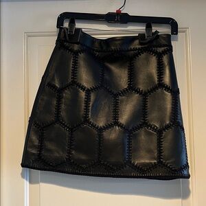 BA&SH. black leather mini skirt with side zip. Size 34. NWT